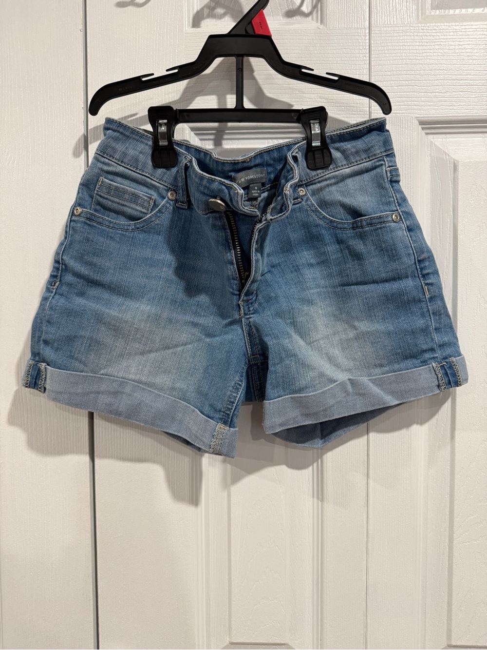 New York & Company Light Blue Rolled-Hem Denim Shorts